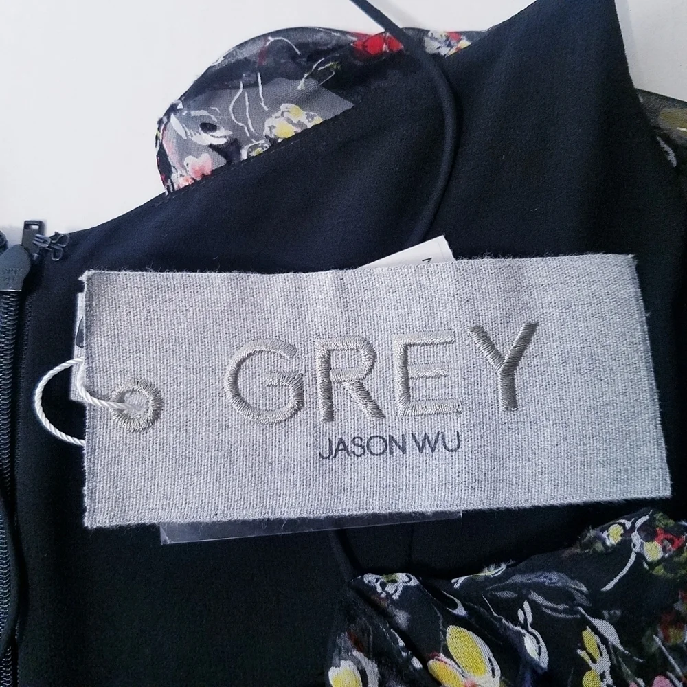 NEW Jason Wu Grey | Painted Floral Silk Chiffon dress 2‎